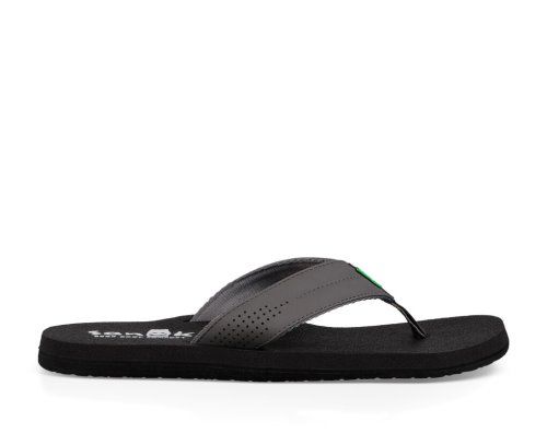 Sanuk Mens Beer Cozy Coaster Deep Grey / Grey Flip Flops | PKYDEV461